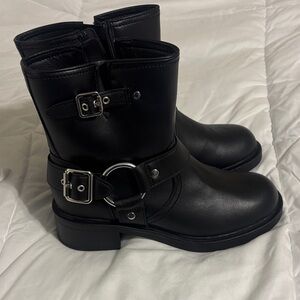 Black Leather Ankle Boots